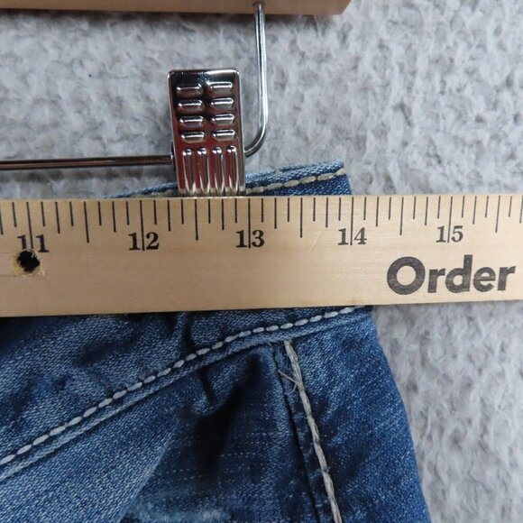 BKE Carter Mens 28 R Light Blue Denim Jeans Mid Rise Ripped Cotton Button Zip - Picture 12 of 16